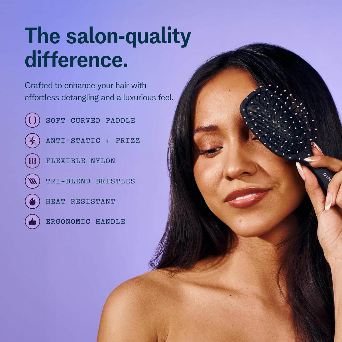 Gimme Hair Brush Mini Travel Detangler, Thick Hair, Black