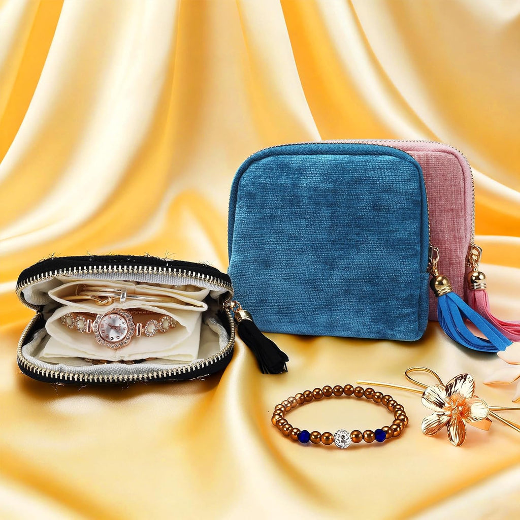 Travel Jewelry Case for Women, Portable Pouch Bags Velvet Organizer