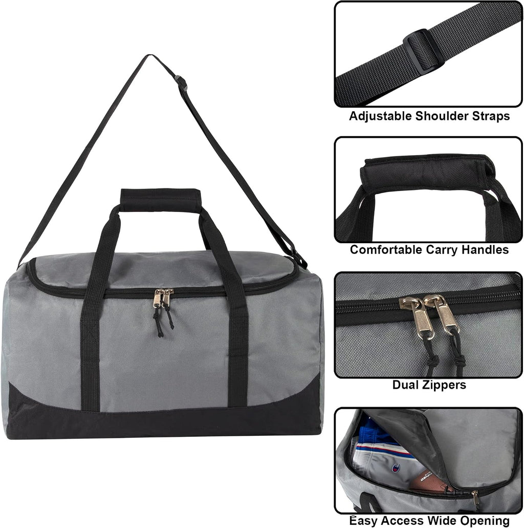 20 Inch, 40 Liter Duffel Bag for Men, Women Travel Weekender Overnight Carry-on Shoulder Duffel Tote Bag (Grey)
