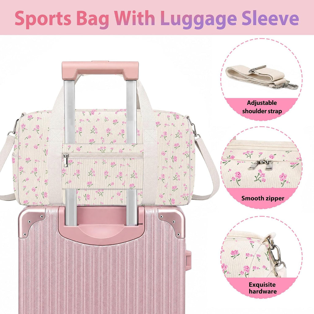 Girls Duffle Bag Kids Weekender Overnight Travel Bags with Shoe Compartment for Girls Dance Bags, Sleepover Bag,Overnight Bag for Teen Girls