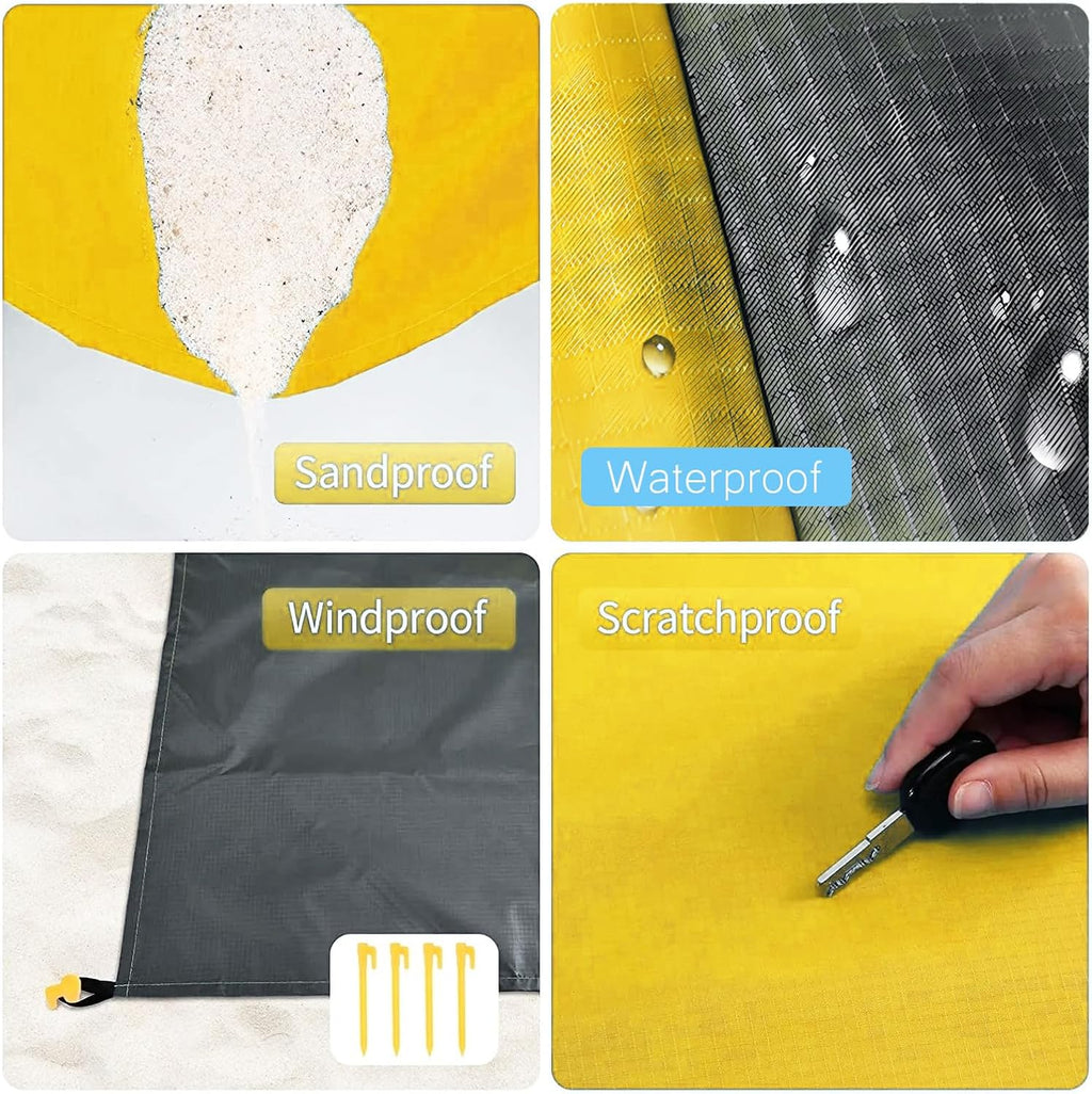 Beach Blanket Sandproof Waterproof, Beach Essentials Extra Large Beach Mat, 79" x 55" Oversized Durable Outdoor Picnic Mat Storage Bag for 1-4 Adults, Beach Accessories for Travel, Camping, Hiking