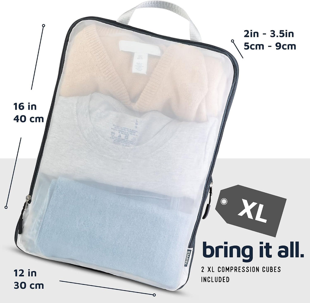 TRIPPED Travel Gear Large Compression Packing Cubes with Mesh 6-Piece Set