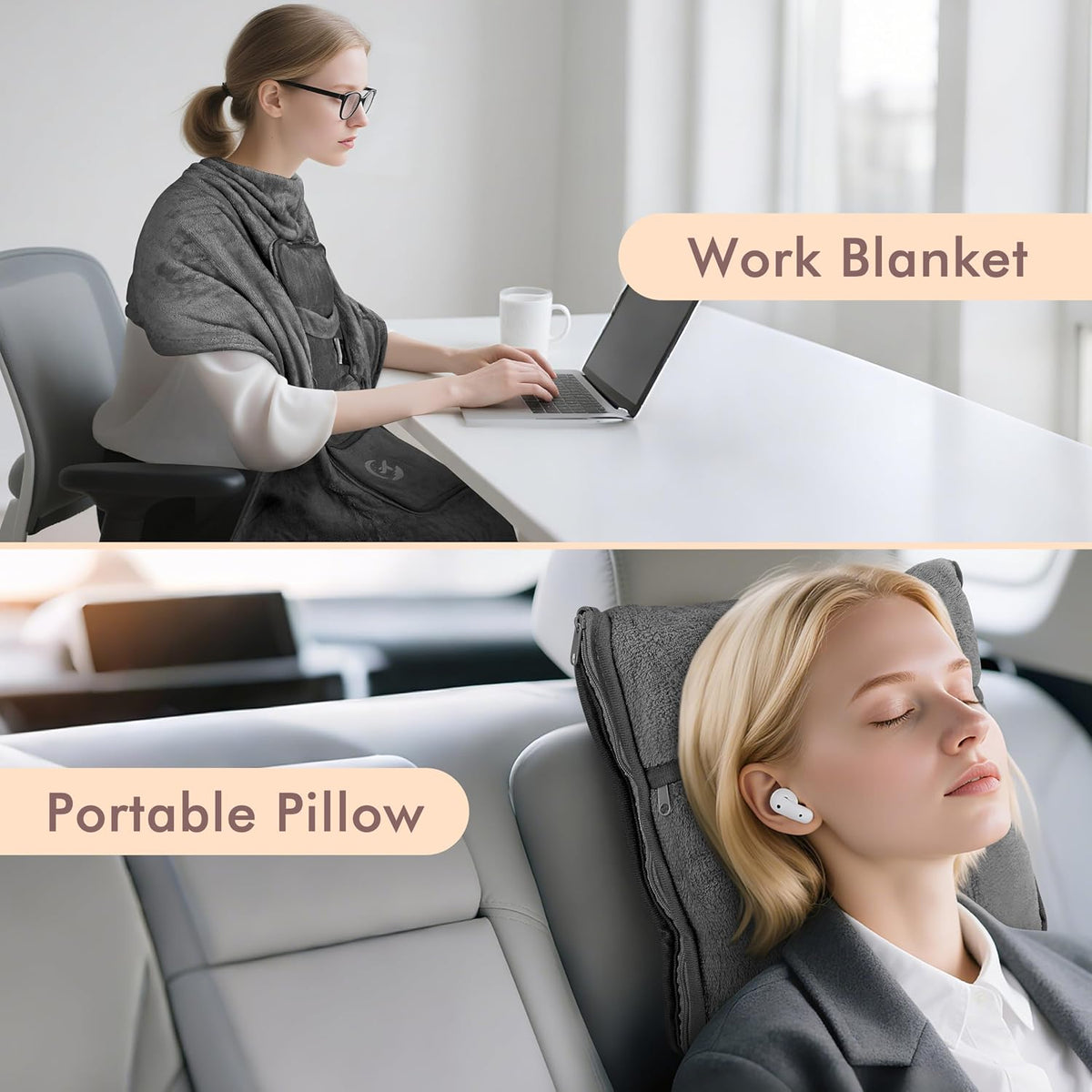 Tirrinia Travel Blanket Airplane Compact with Bag, Travel Pillow Blanket