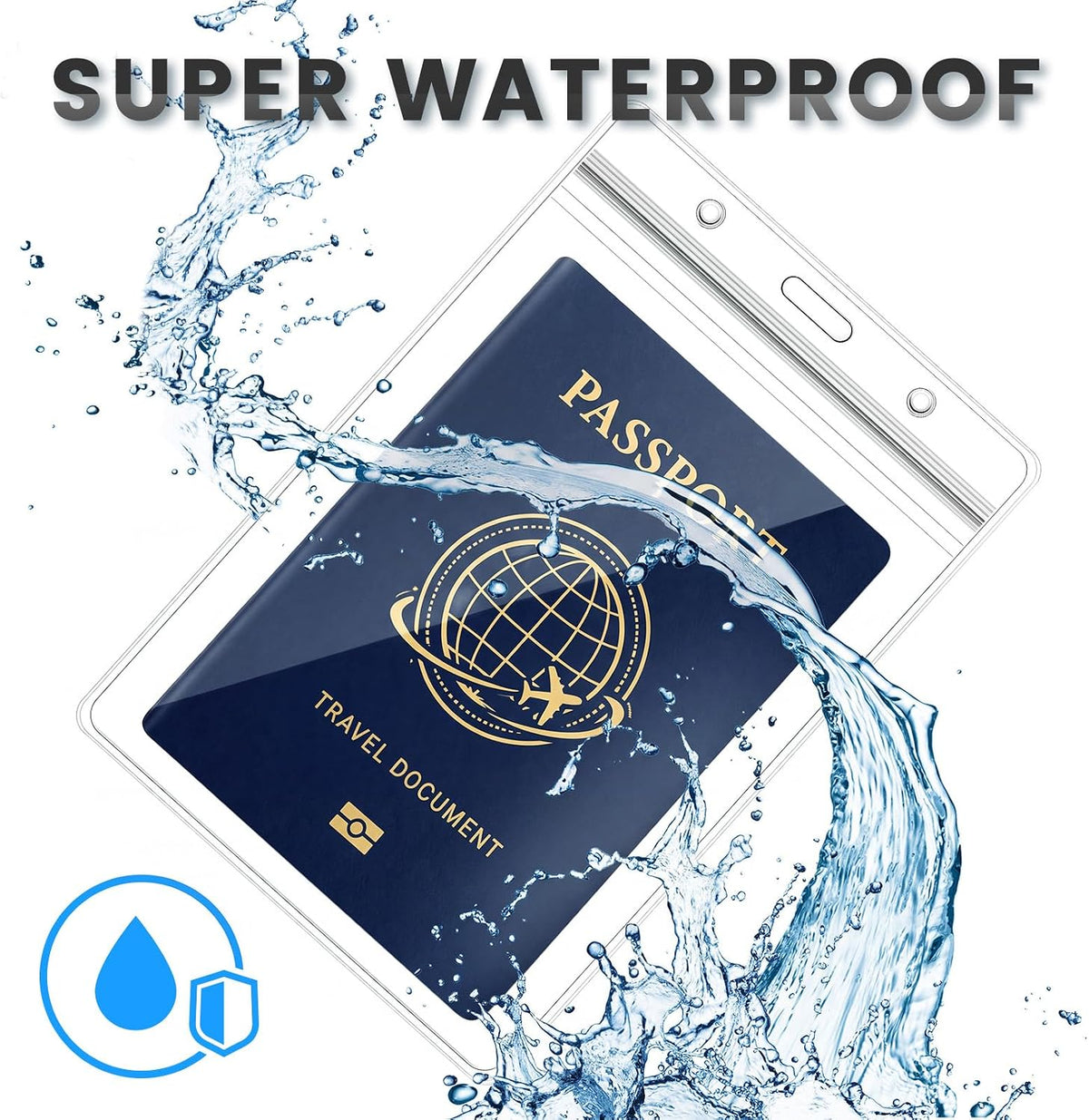 Tinlade Waterproof Passport Holder with Adjustable Lanyard