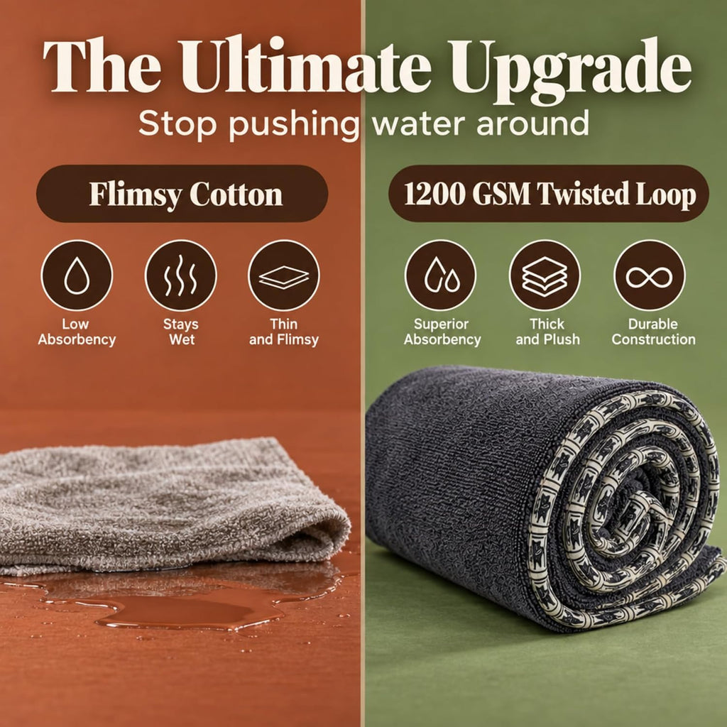 Premium Twisted Loop Drying Towels for Drying Dogs Small 16" x 24" Super Absorbent Microfiber Dog Bath Towel – Quick Dry, Soft – 1200 GSM Gray for Pets, Beach, Camping & Travel (Pack of 2)