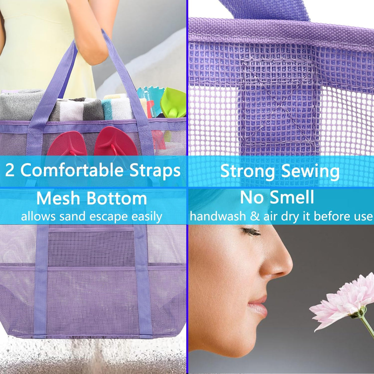 Fammart Large Mesh Beach Bag for Women, Oversized Beach tote Swim Pool Bag