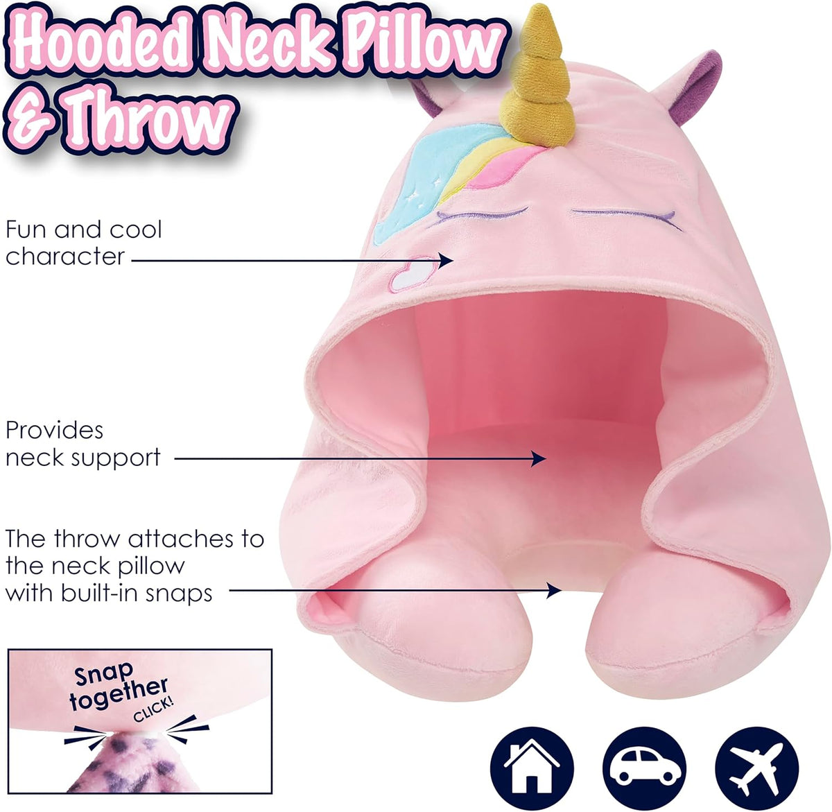 B Kids 3D Animal Hooded Neck Pillow & Throw Set, Pink