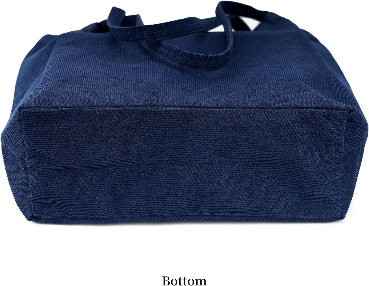 Corduroy Tote Bag Cute Tote Bags for Women Shoulder Bag with Inner Pocket for Work Beach Travel and Shopping Grocery