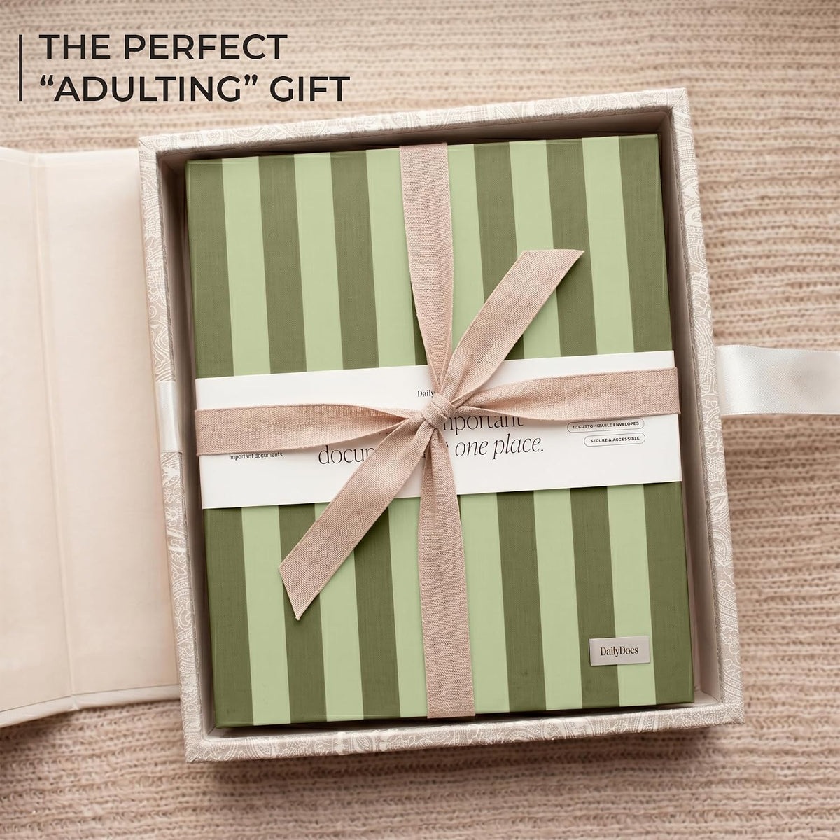 Document Organizer Binder for Important Papers & Passports, Olive