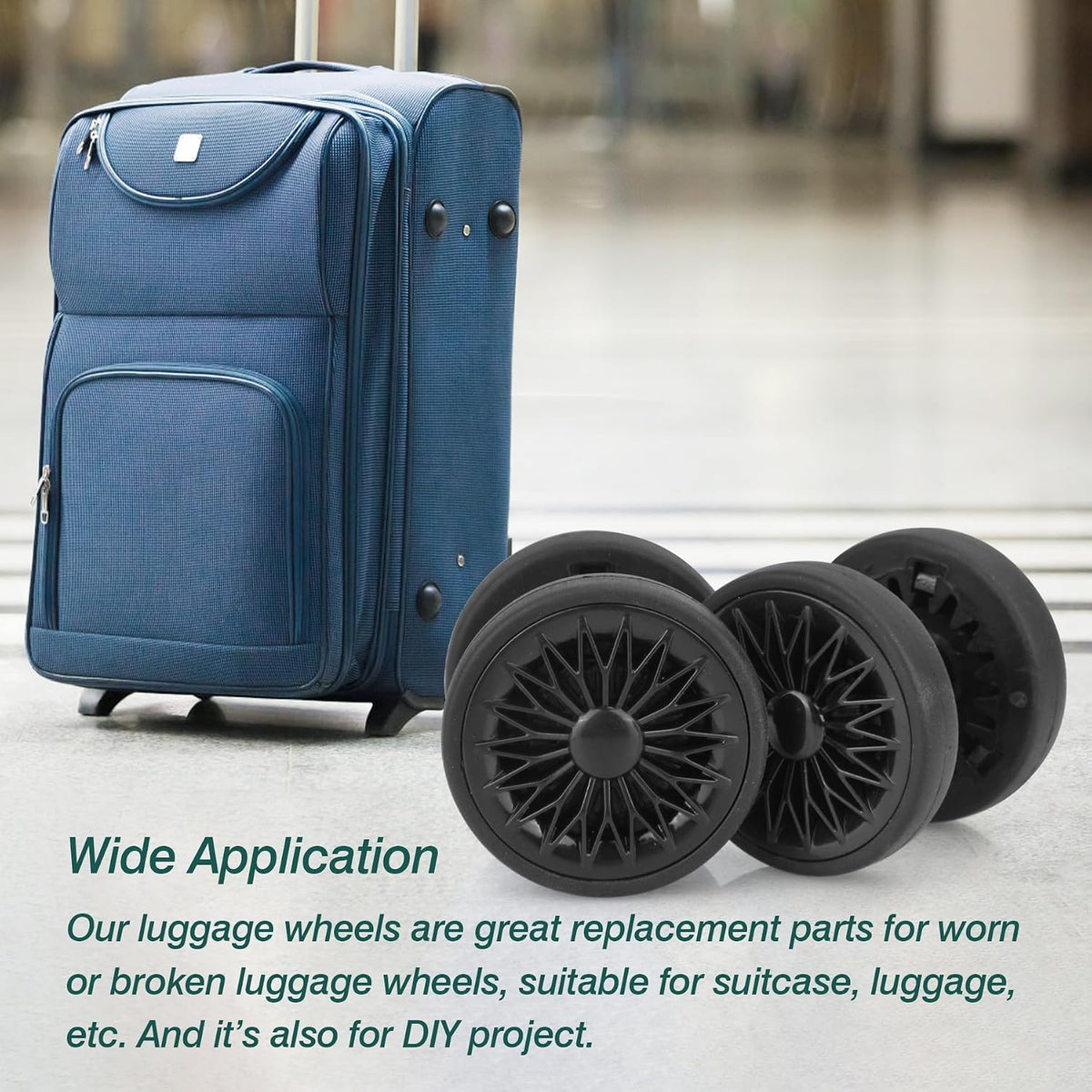 8 Pcs Double Row Suitcase Replacement Swivel Wheels OD55mm Black A28