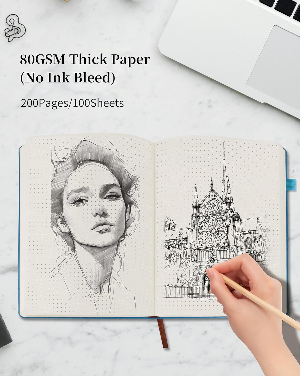 JOHSBYD Light blue Journal for Women - Dotted Journal Notebook