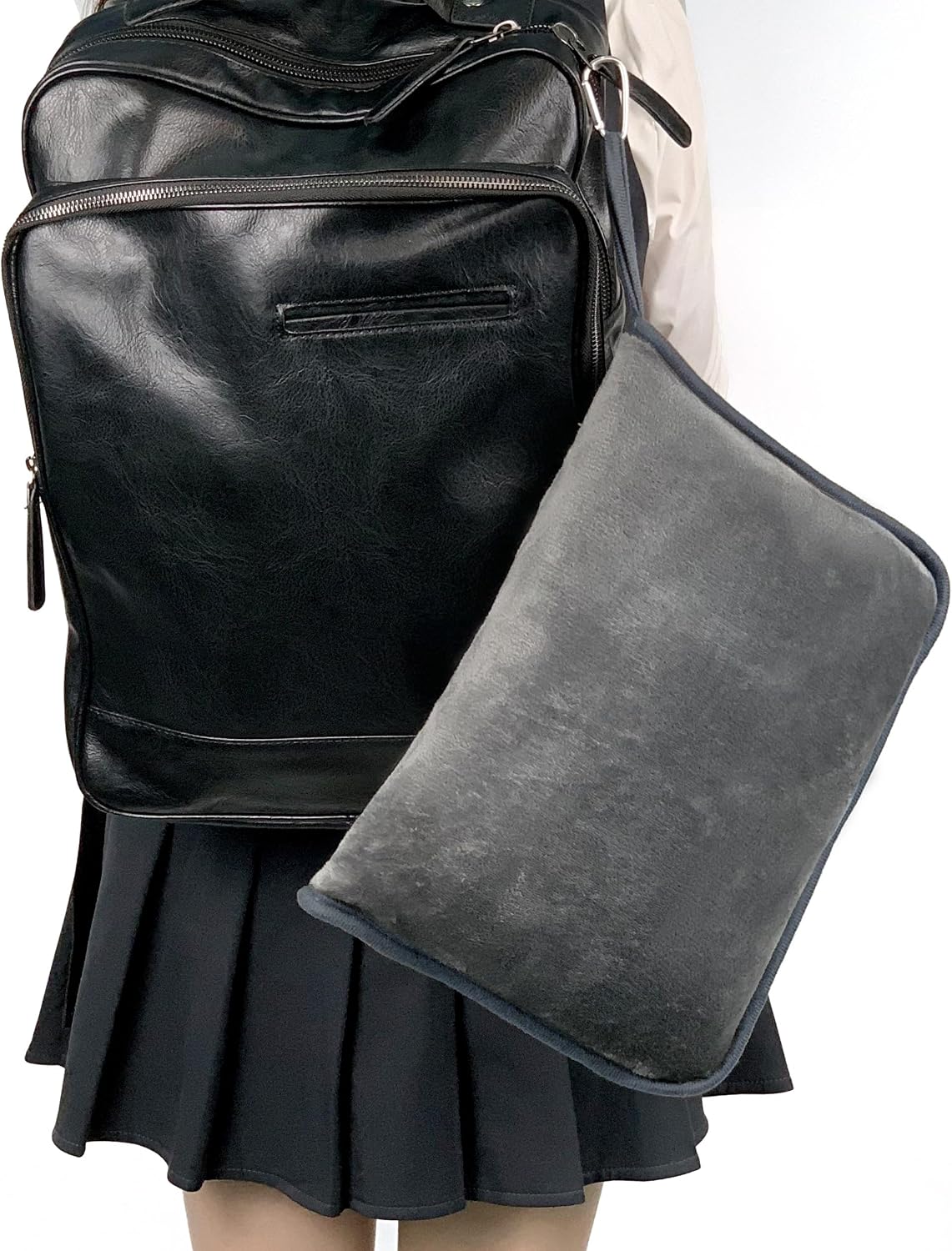 ShezPretty Premium 2in1 Soft Travel Blanket Pillow with Airline Hand Luggage Sleeve and Backpack Clip Airplane (Grey)