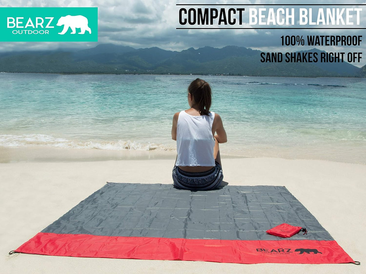 Red 55 x 60 inches Modern Polyester Synthetic Water-Resistant Travel Blanket, Waterproof, Sandproof, Compact, Camping, Hiking, Outdoor Living