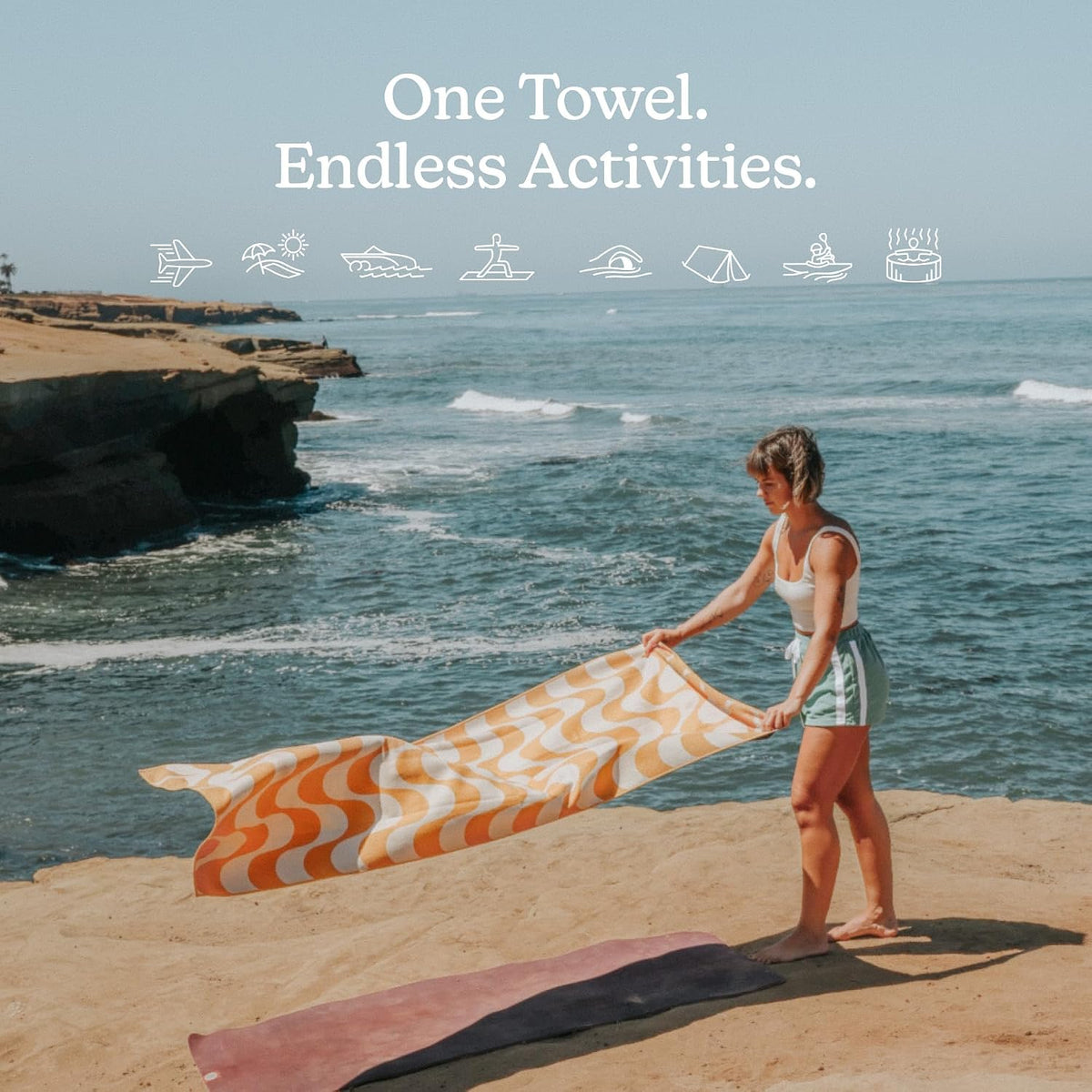 Nomadix Original Towel - Perfect for Beach, Pool, Travel, Camping, Yoga - Made with Recycled Materials - Super Absorbent - Sand Resistant (Copacabana Mango)