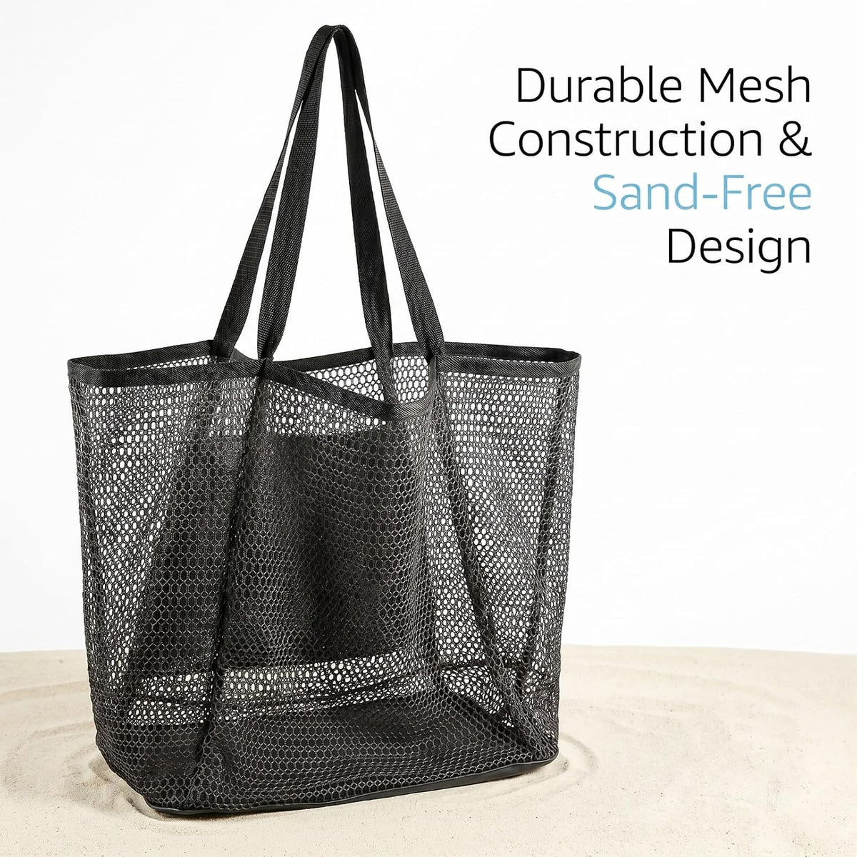Foldable Mesh Tote Bag For Women, Summer Travel Beach Tote, Sandproof Nylon Mesh With Large Inner Pockets
