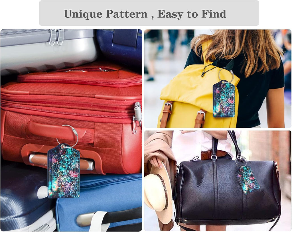 (2 Pack) Luggage Tag for Suitcases Leather Privacy Cover ID Label Travel