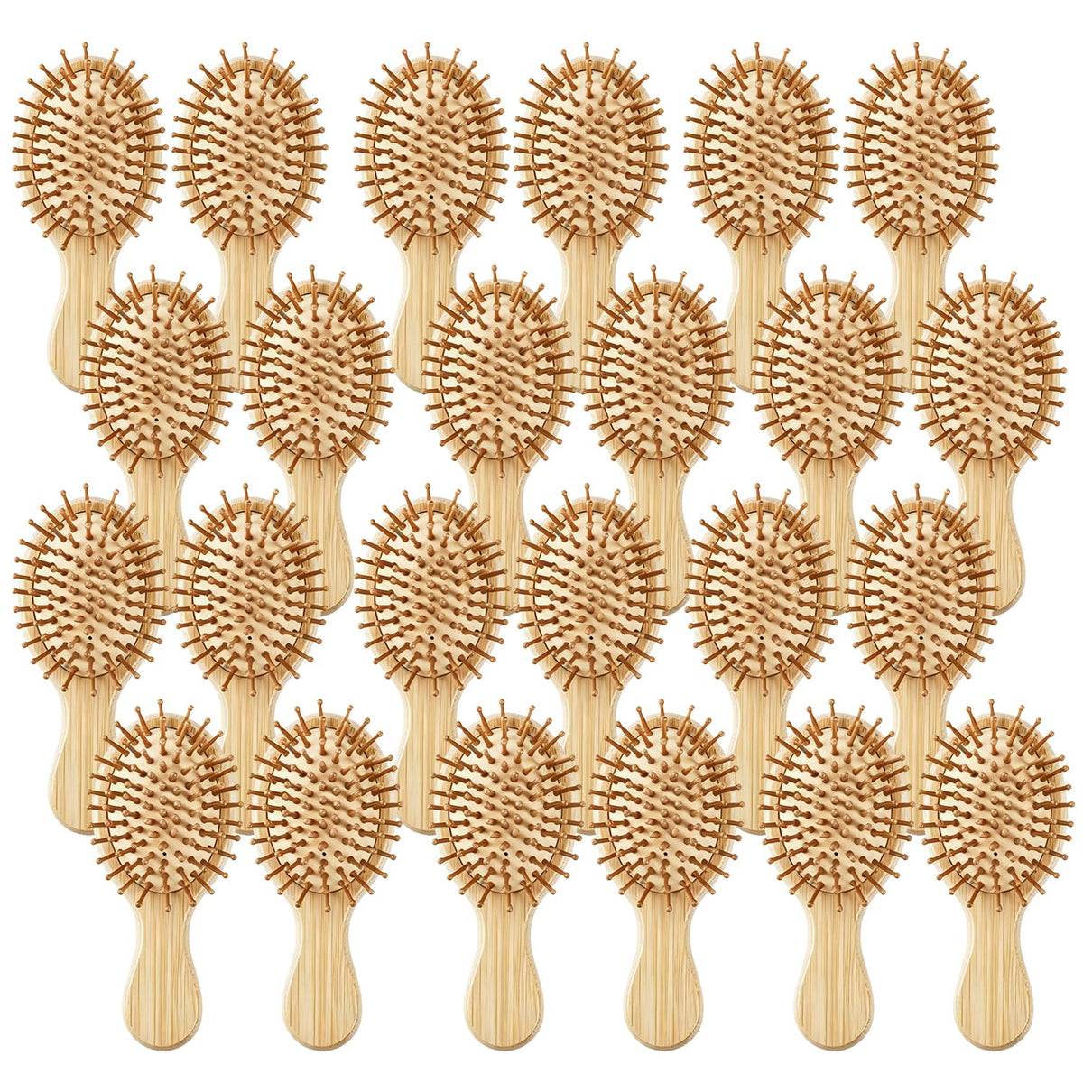 24 Pack Mini Bamboo Air Cushion Hair Brush, Bulk Wooden Hair Brush