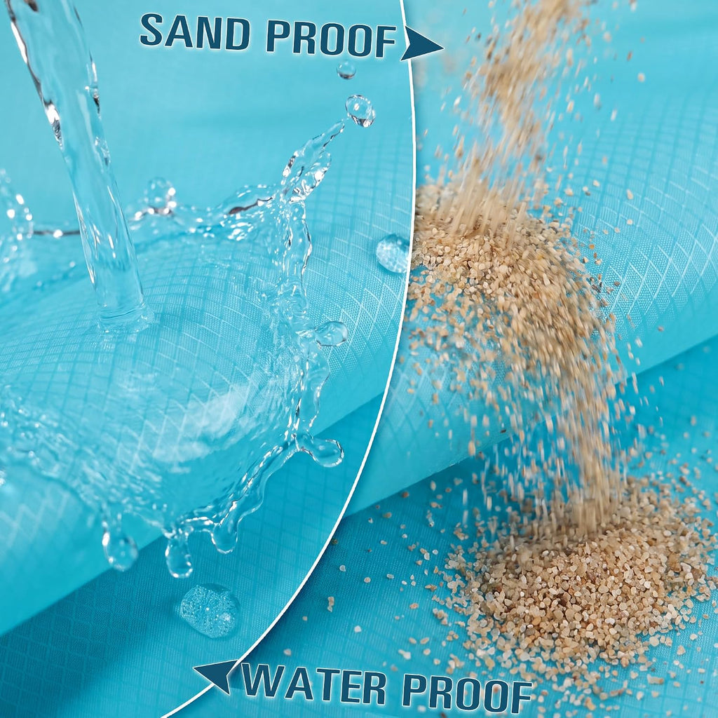 Beach Blanket Sandproof Waterproof Oversized 78"x81"/10'x9' Compact mat