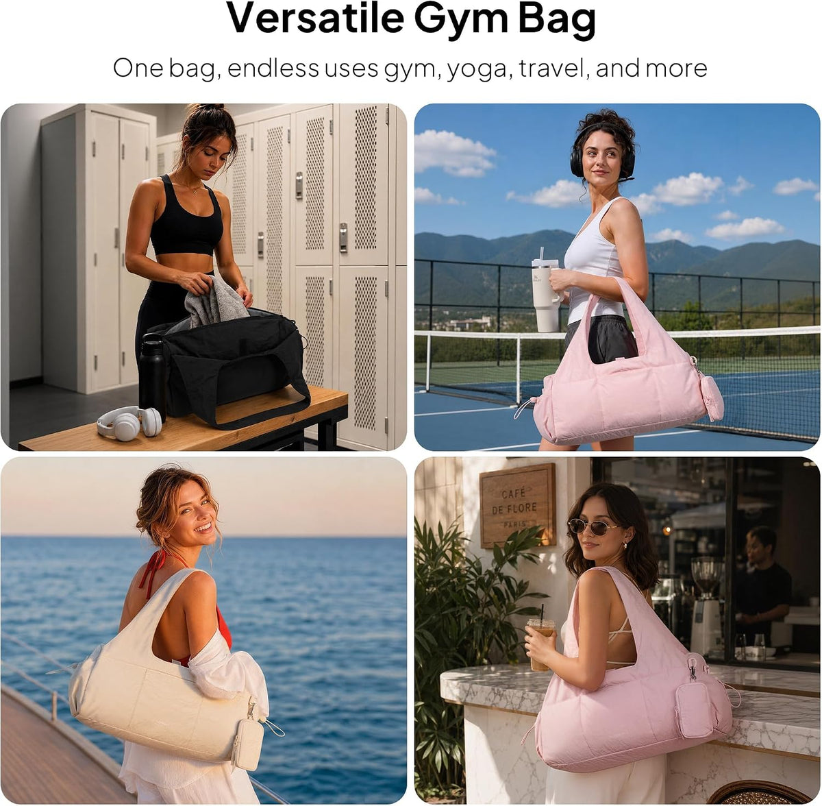TOPEAST Gym Bag for Women with Yoga Mat Holder Mini Gym Bags Sports Dance Workout Yoga Bag