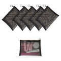 Patu Zipper Mesh Bags, Size L / A5, 5 Pieces, Beauty Makeup Cosmetic Accessories Organizer, Travel Toiletry Kit Set Storage Pouch, Black