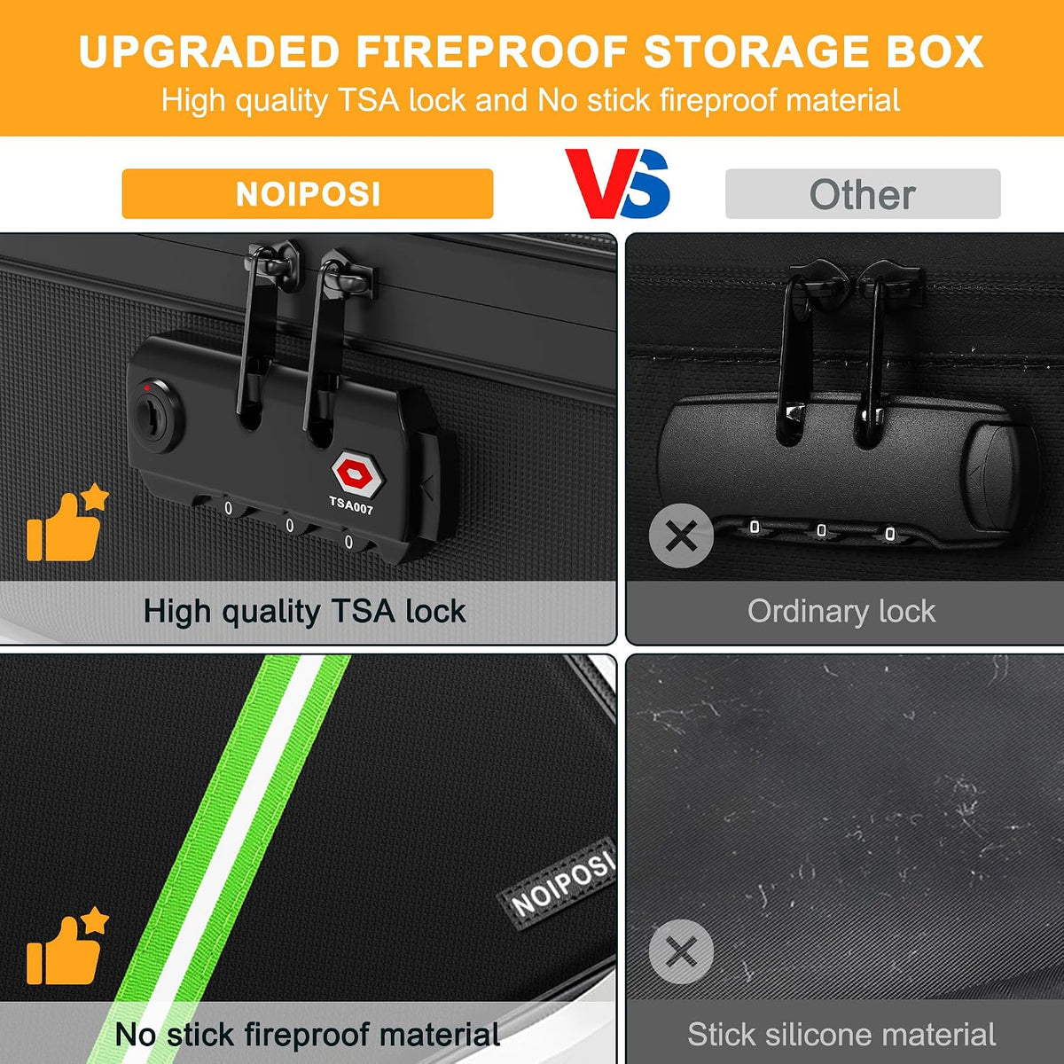 Noiposi 5200℉ Fireproof Document Box with Lock 16.1"x11.4"x4.3"