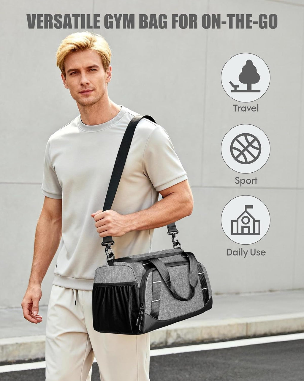 Small Gym Bag for Men, Travel Duffle Bag with Shoe Compartment