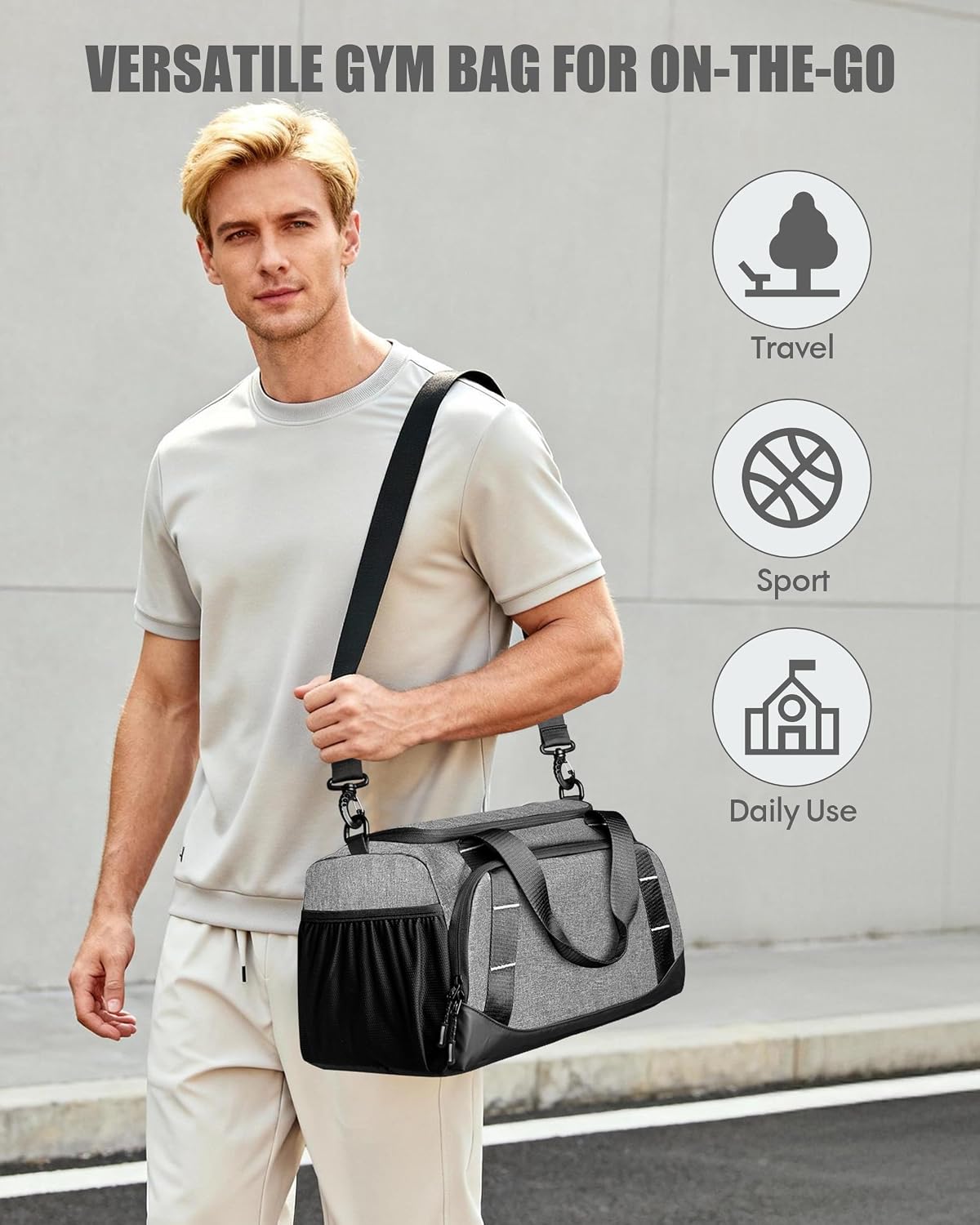 Small Gym Bag for Men, Travel Duffle Bag with Shoe Compartment