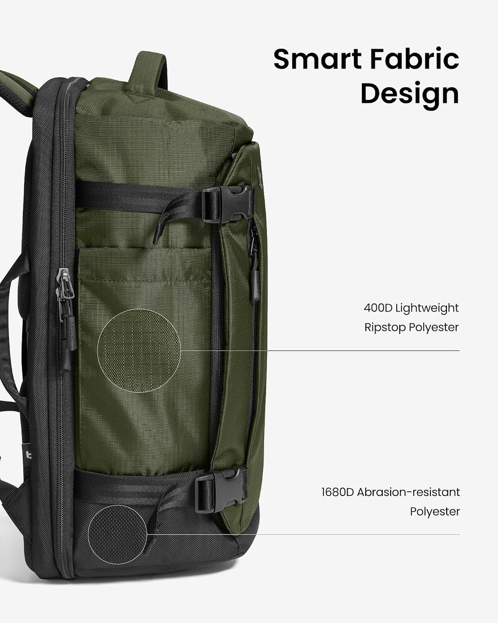 tomtoc Travel Backpack 40L, TSA Carry On Bag Flight Approved, PFAS Free