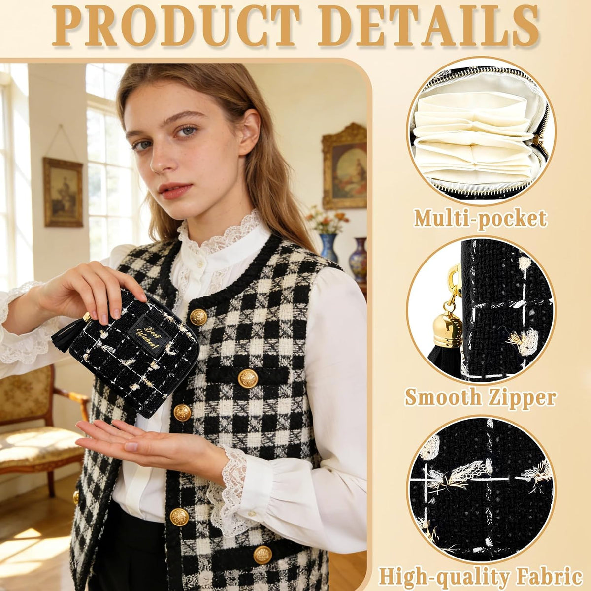 Travel Jewelry Case for Women, Portable Pouch Bags Velvet Organizer
