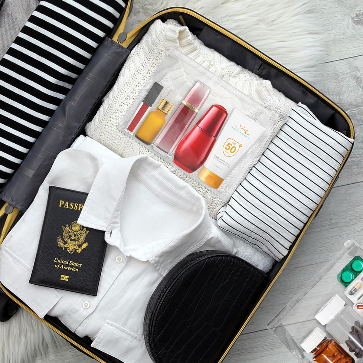Ohuimrt Mini Clear Makeup Bags, 7.9" x 5.9" x 2", 12 PCS