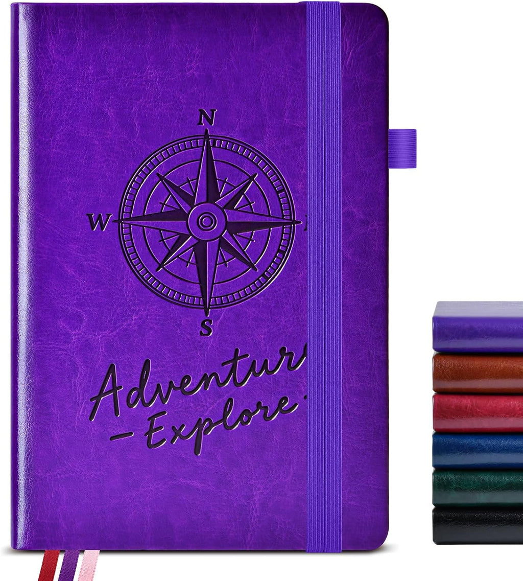 PAIBAS A5 Lined Journal, Leather Bound Notebook for Work & Travel 5.8"×8.5"