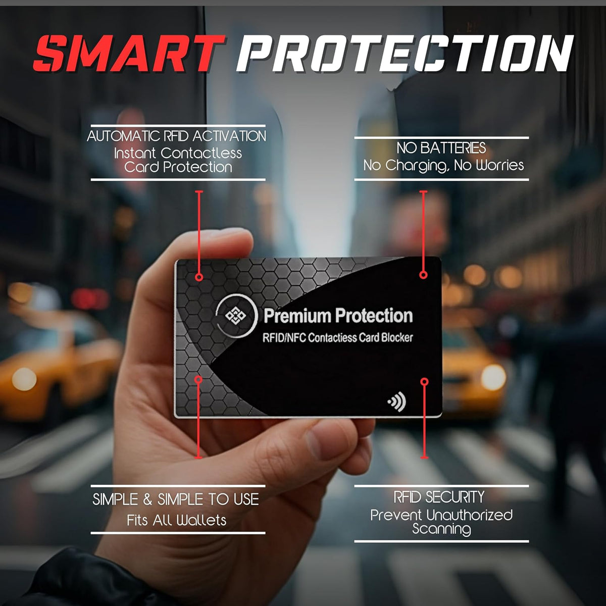 RFID Blocking Card (2 Pack) - 0.9mm Ultra Thin Credit & Debit Card Protector - One Card Shields Your Whole Wallet - Anti Fraud Contactless NFC Wallet Defender for Travel & Passport (Black)