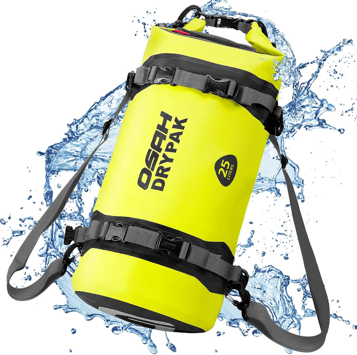 OSAH DRYPAK 25L Waterproof Dry Bag - Motorcycle Luggage Tail Bag with Straps for Back Seat, Roll Top Lightweight Waterproof Backpack Sack for Travel, Swimming, Boating, Kayaking, Camping and Beach