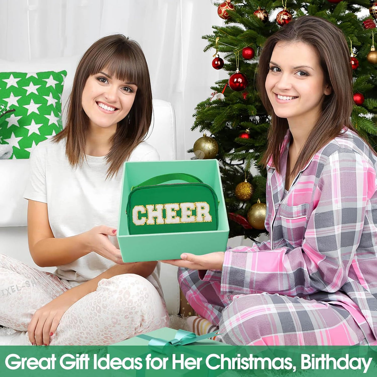 PainZieteg Cheer Fanny Pack for Girls, Chenille Letter Nylon Belt Bag Green
