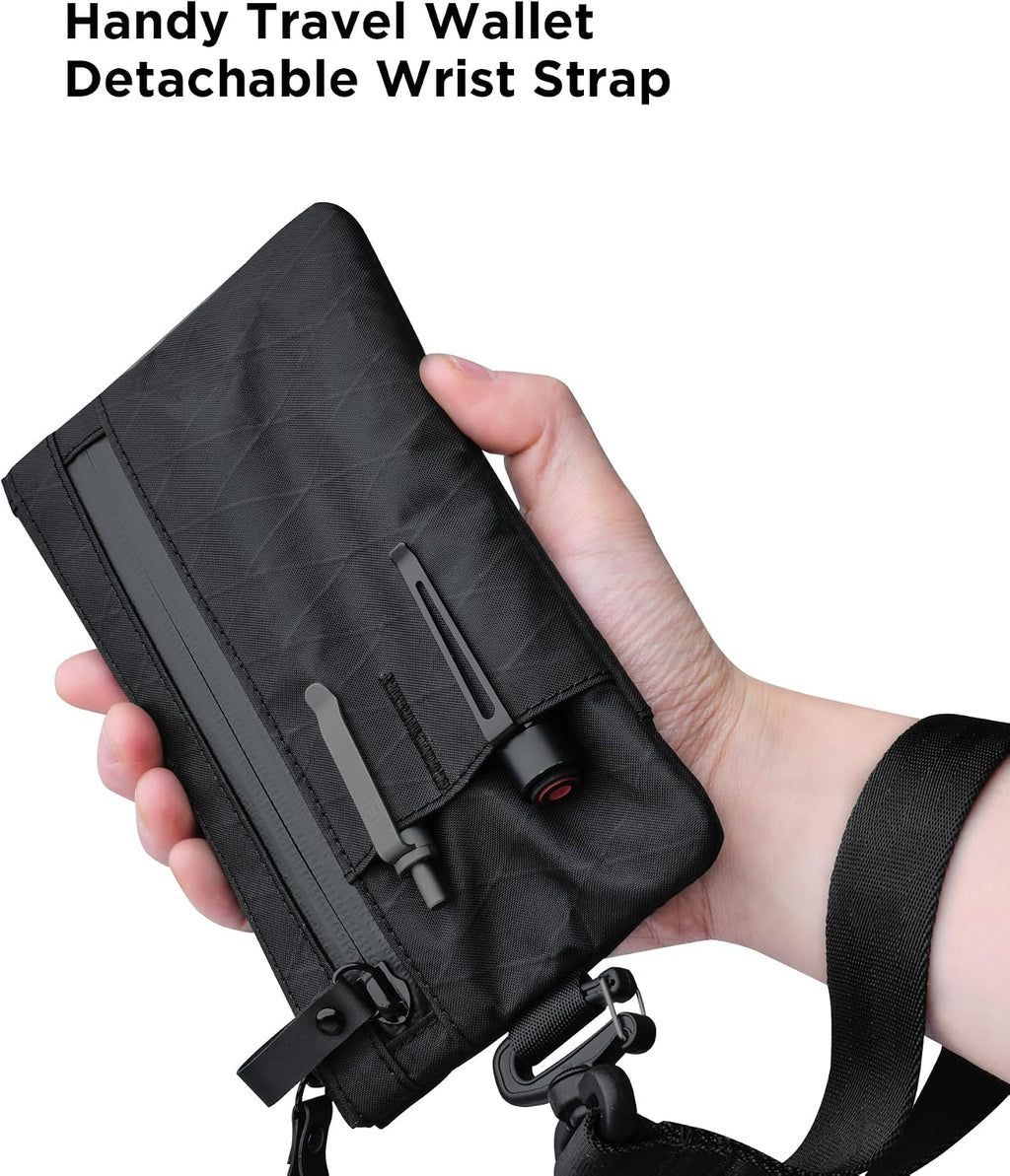 ALPAKA Zip Clutch RFID Blocking Zipper Wallet Passport Holder Black