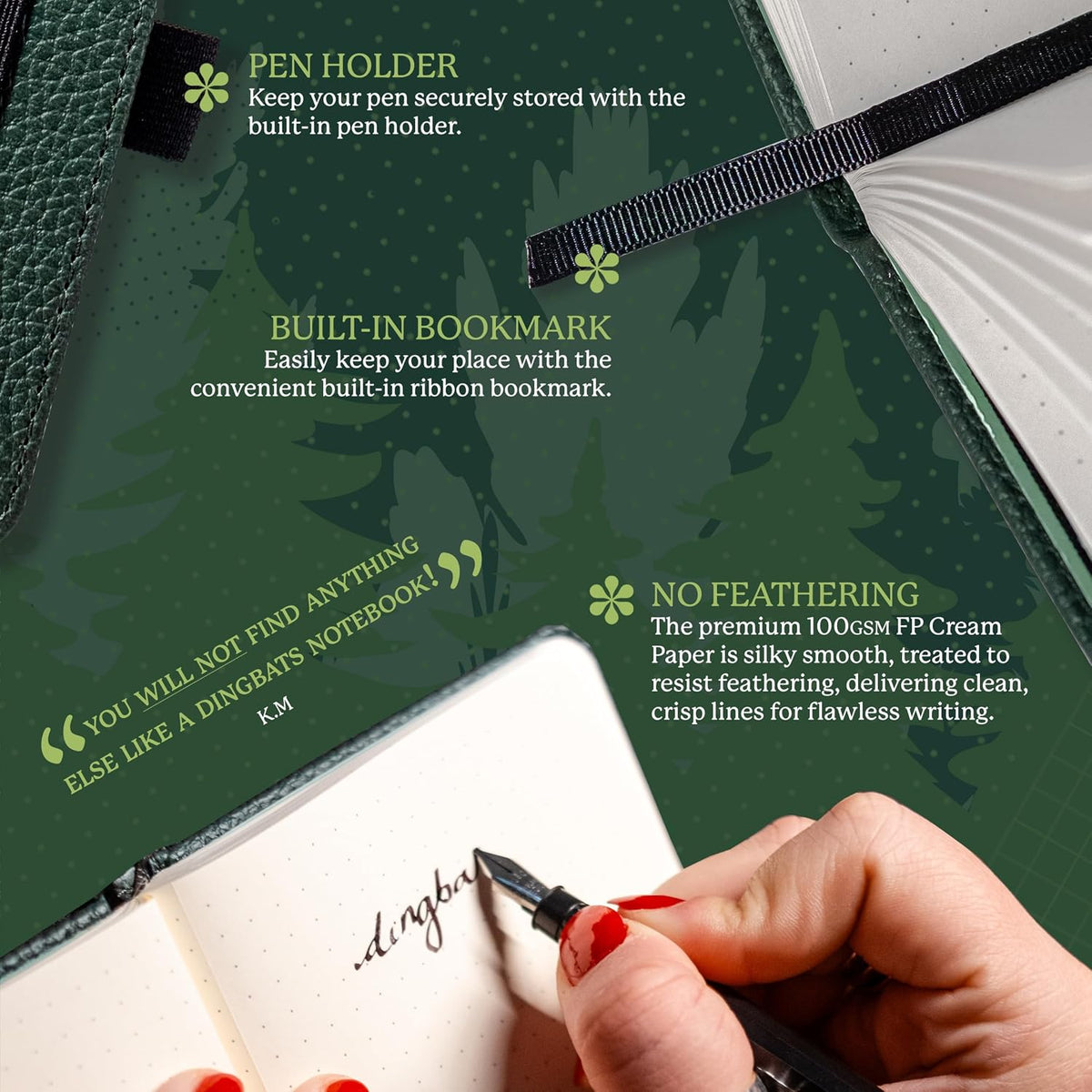 Dingbats* - Wildlife A6 Grid Pocket Notebook - PU Leather Hardcover Small Journal for Work, Travel - Pocket, Elastic Closure, Pen Holder, Bookmark