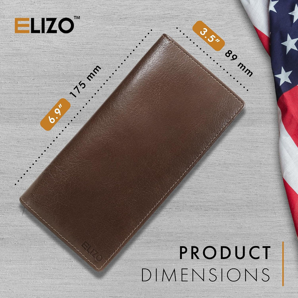 ELIZO Men's Genuine Leather Long Wallet - RFID Blocking Rodeo Checkbook Wallet | Western Bifold Wallet with 16 Card Slots, ID Window | Top Grain Leather Cowboy Wallet | Stout