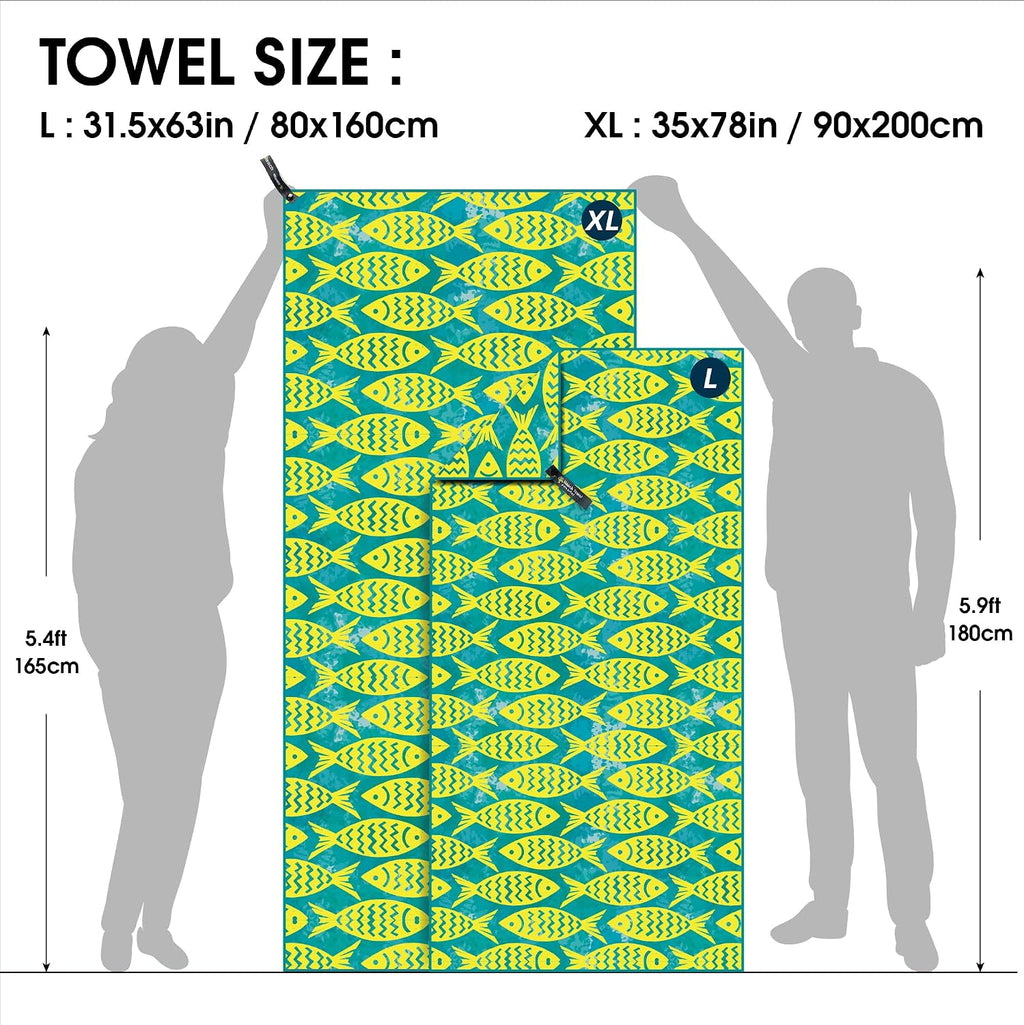 4Monster Quick Dry Beach Towel, Ultra Absorbent Microfiber Travel Towel, Lightweight & Compact for Beach, Swimming, Camping, Pool, Water Sports & Yoga