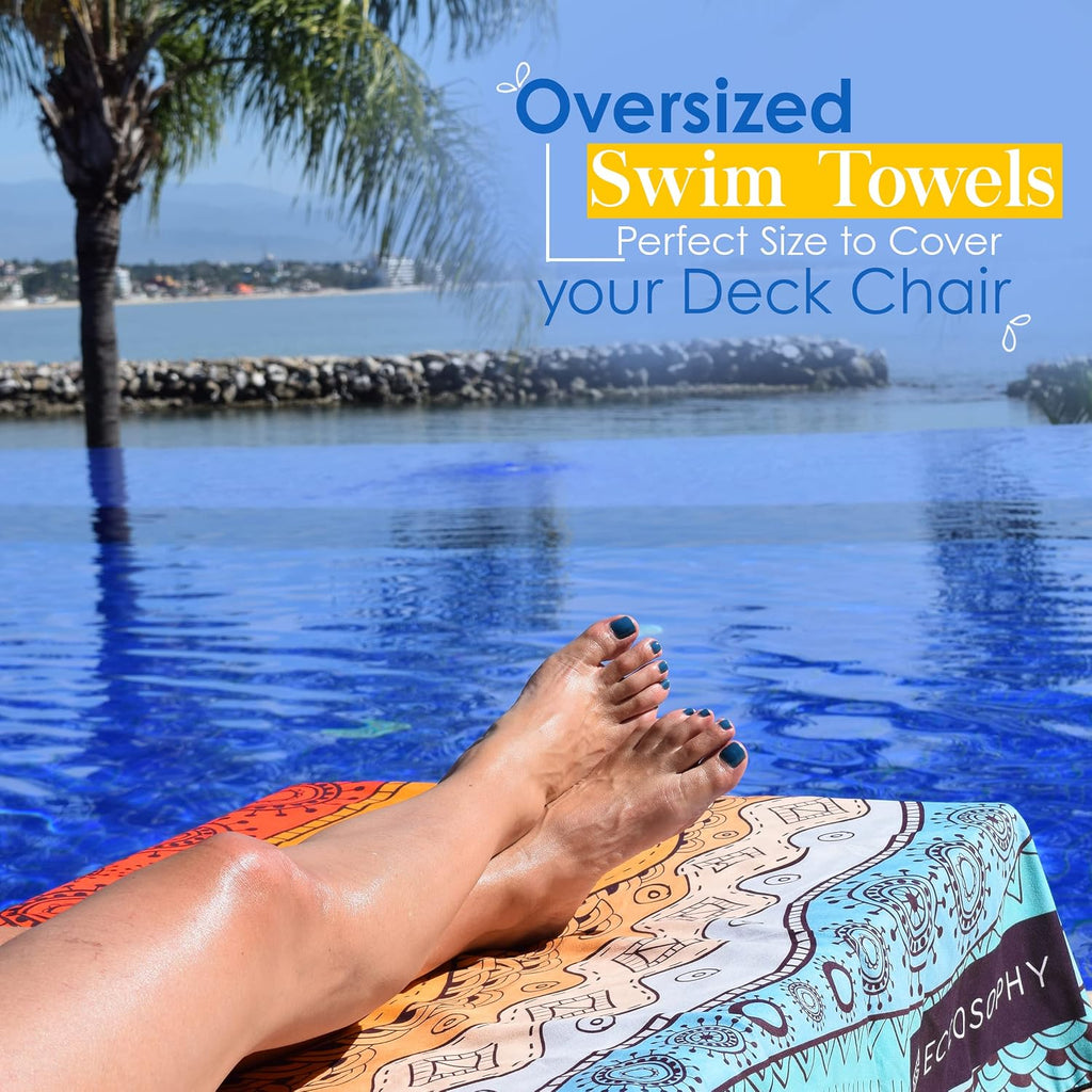 ECCOSOPHY Microfiber Beach Towel - Quick Dry, Sand Free and Oversized 71x35
