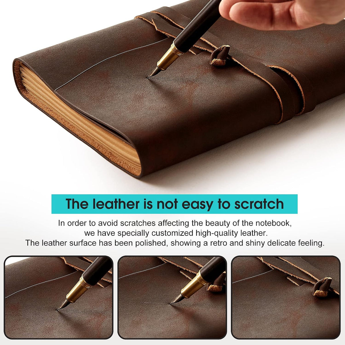 RILIHO Leather Journal Notepad, Small Notebook 4.8x6.5 Inches, Mini Journal, Retro Premium Planner, Lined Diary Vintage Style, Ideal for Women and Men, Artists, Travelers, Brown