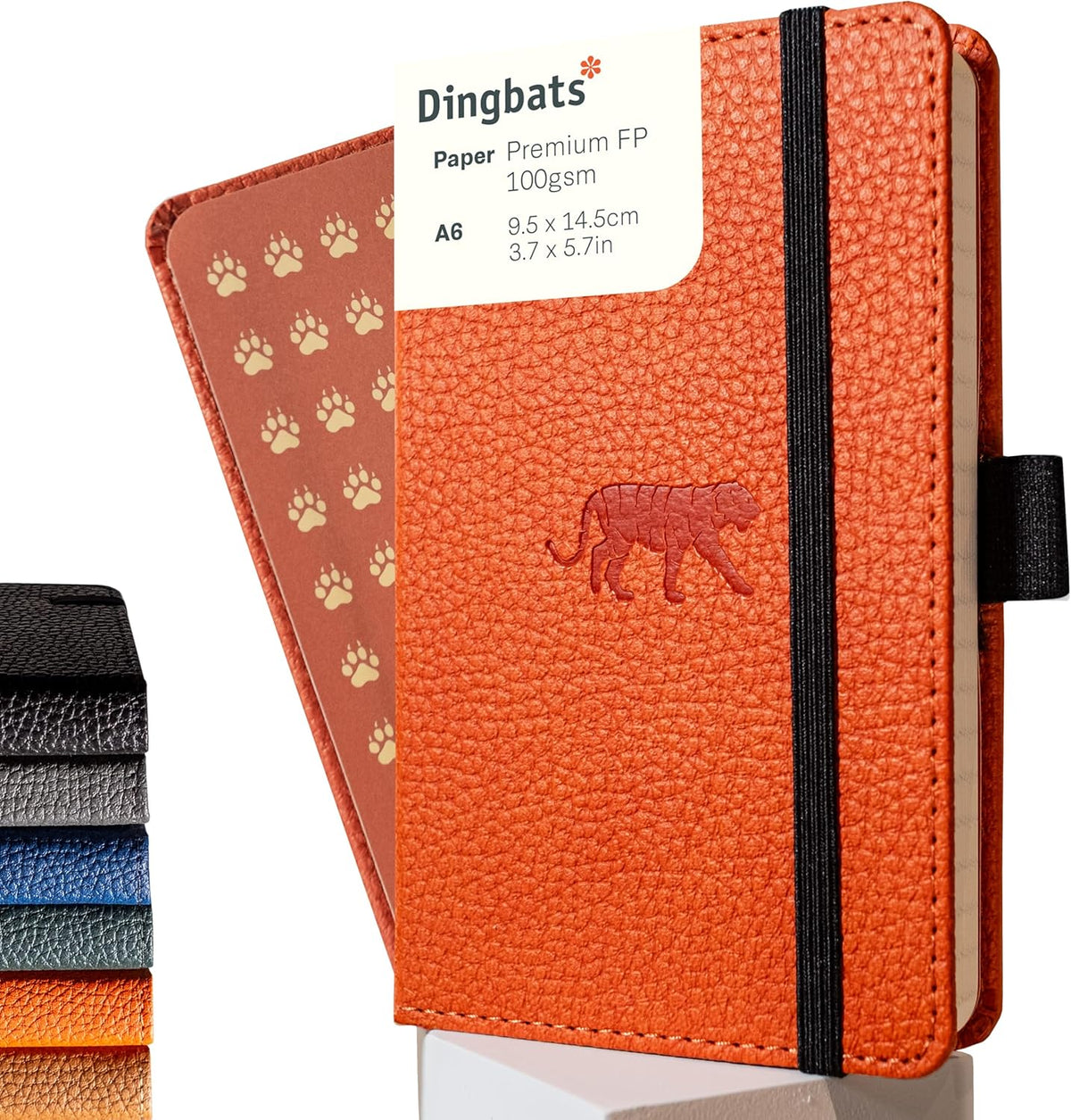 Dingbats* - Wildlife A6 Grid Pocket Notebook - PU Leather Hardcover Small Journal for Work, Travel - Pocket, Elastic Closure, Pen Holder, Bookmark