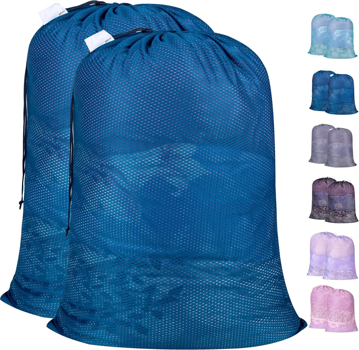 Polecasa 2 Pack Heavy Duty Diamond Mesh Laundry Bag, 24x36", Blue