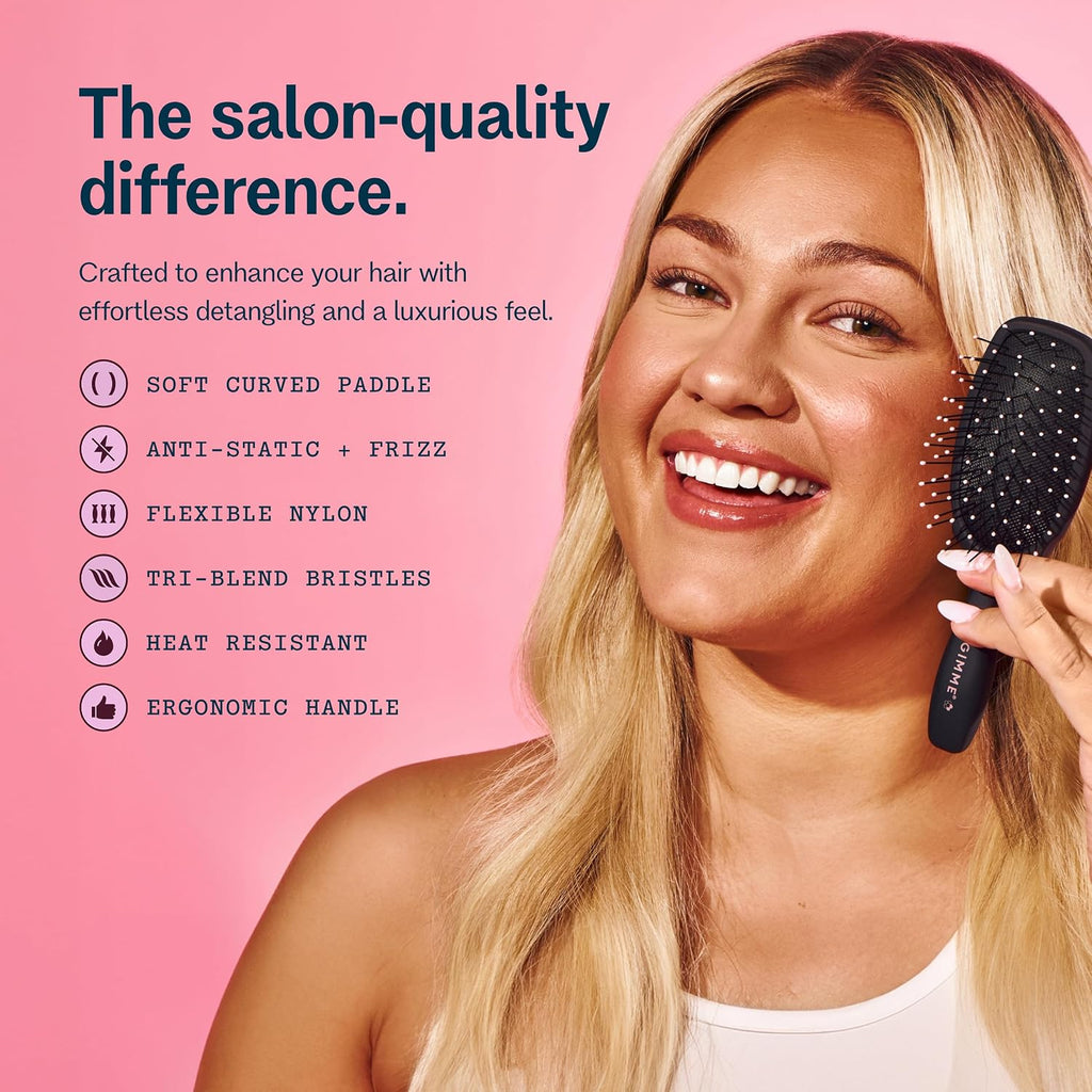 Gimme Hair Brush Mini Travel Detangler, Fine Hair, Black
