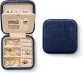 Benevolence LA Featured in Oprah's Favorite Things Plush Velvet Travel Jewelry Box – Jewelry Organizer Case with Mirror – Birthday Gifts for Women – Navy Blue