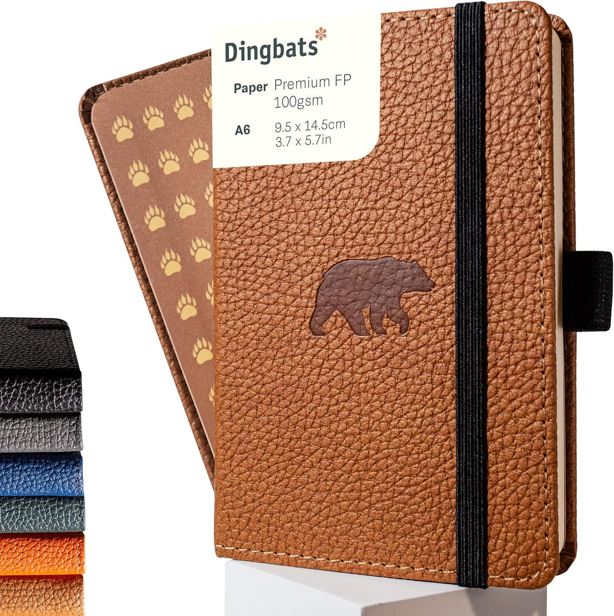 Dingbats* Wildlife A6 Dotted Pocket Notebook - PU Leather Hardcover - Small Writing Journal for Work, Travel - Pocket, Elastic Closure, Bookmark