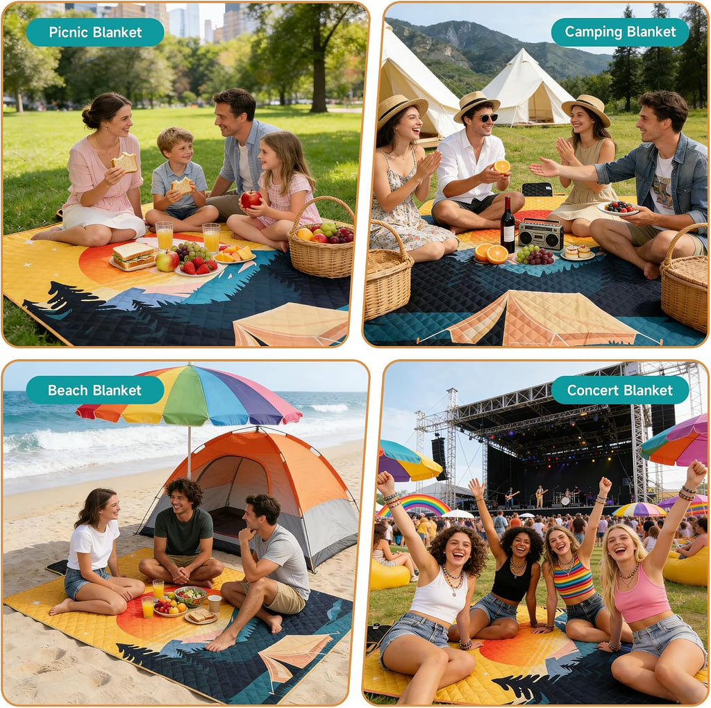 Catalonia Waterproof Picnic Blanket, Extra Large 70 x 80 Inch Outdoor Mat