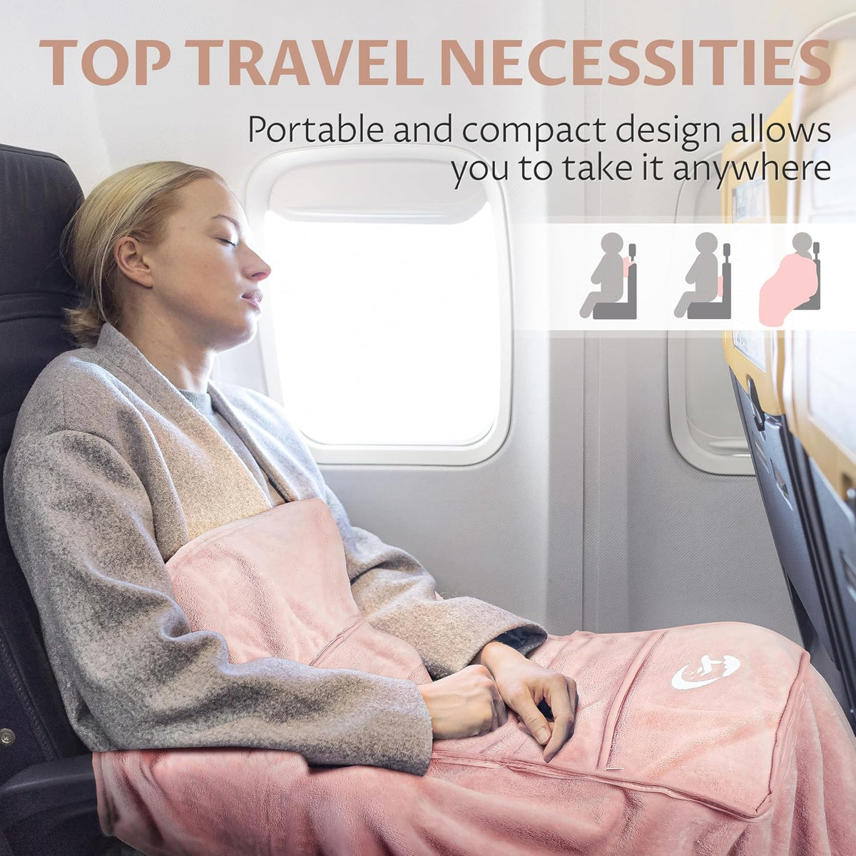 Tirrinia Travel Blanket Airplane Compact with Bag, Travel Pillow Blanket