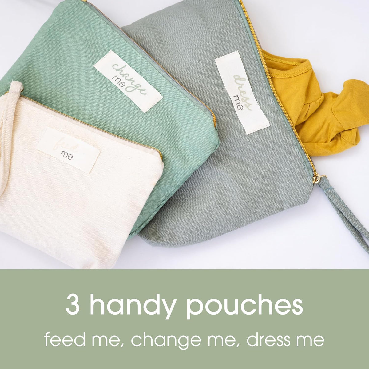 Pearhead Baby Diaper Bag Organizing Zipper Pouches, Set of 3