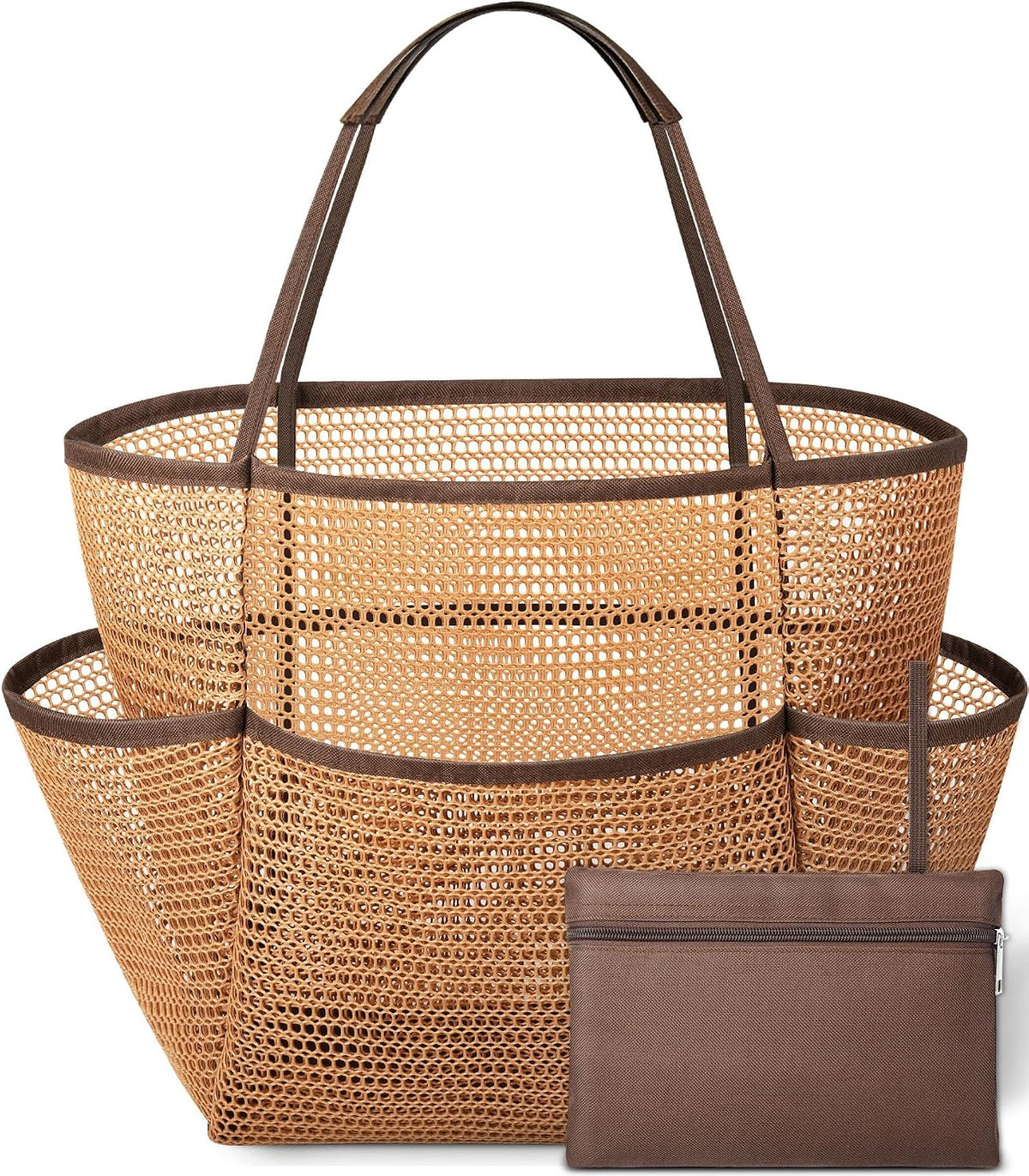 Cruise Essentials Beach Bag for Women, Mesh Tote with Detachable Pouch