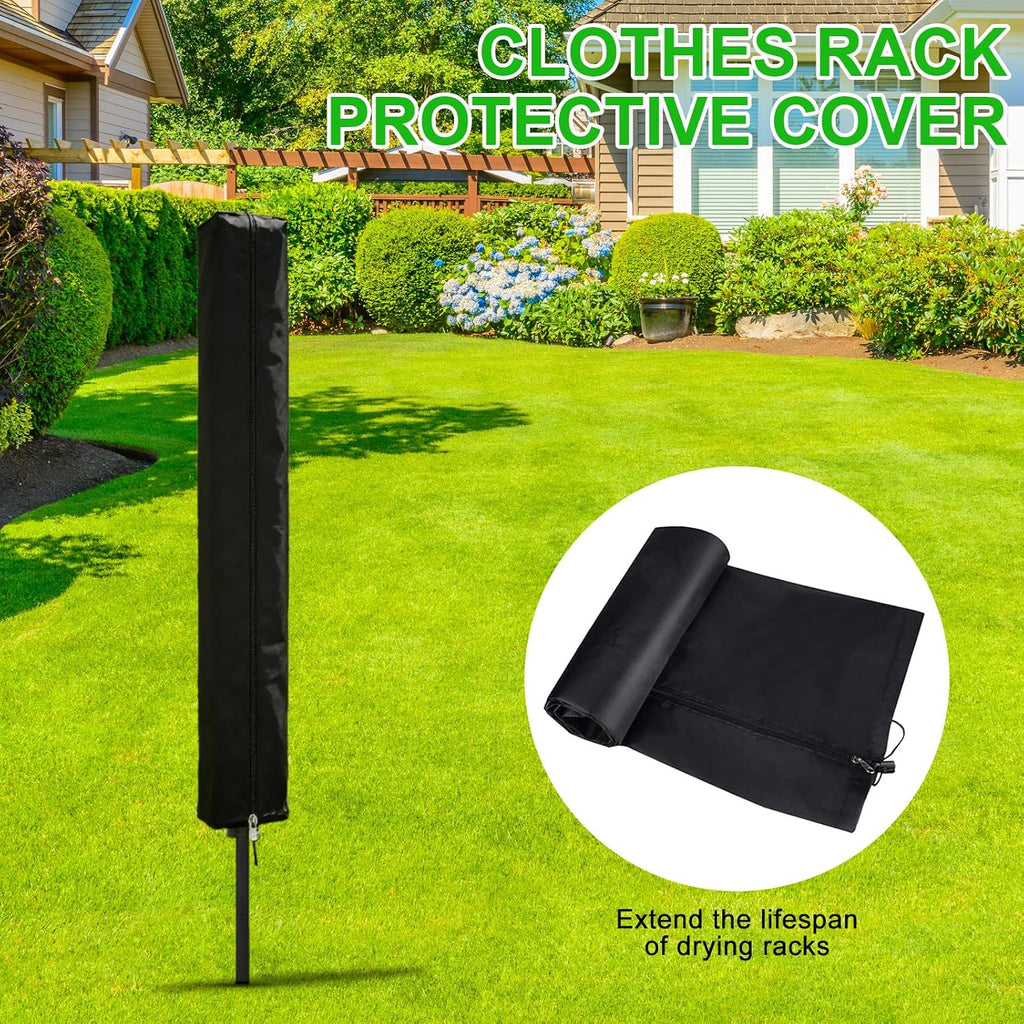 Outdoor Umbrella Drying Rack, 12 Lines 165ft Space, Steel Frame Adjustable Height, 4 Aluminum Arms, Collapsible for Yard.